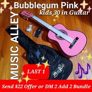 MUSIC ALLEY KIDS LEARNING 🎸GUITAR Bubblegum Pink Acoustc W!extra Strings & pic